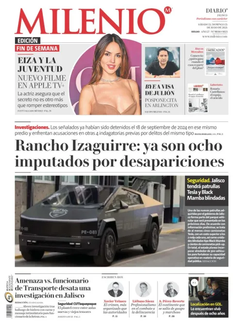 Portada de Milenio Jalisco del sábado, 24 de mayo de 2025