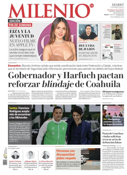 Portada de Milenio Laguna del sábado, 24 de mayo de 2025