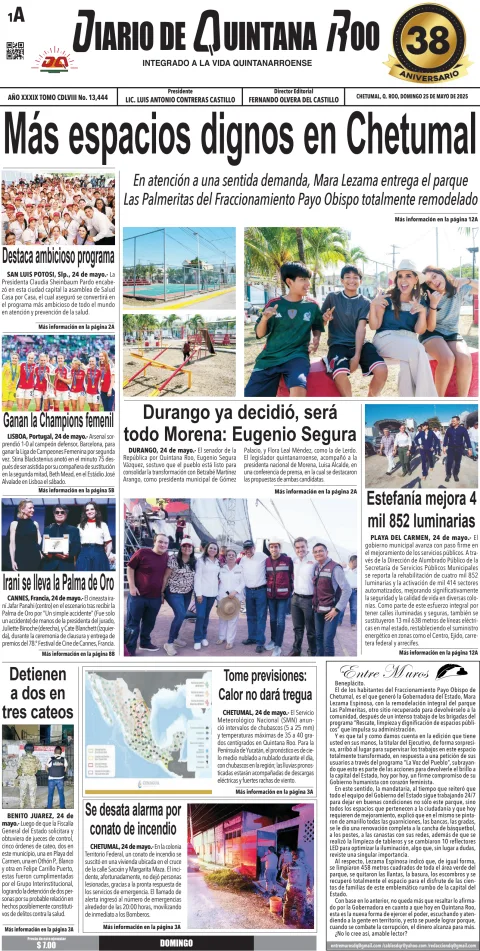 Portada de Diario de Quintana Roo (portada)