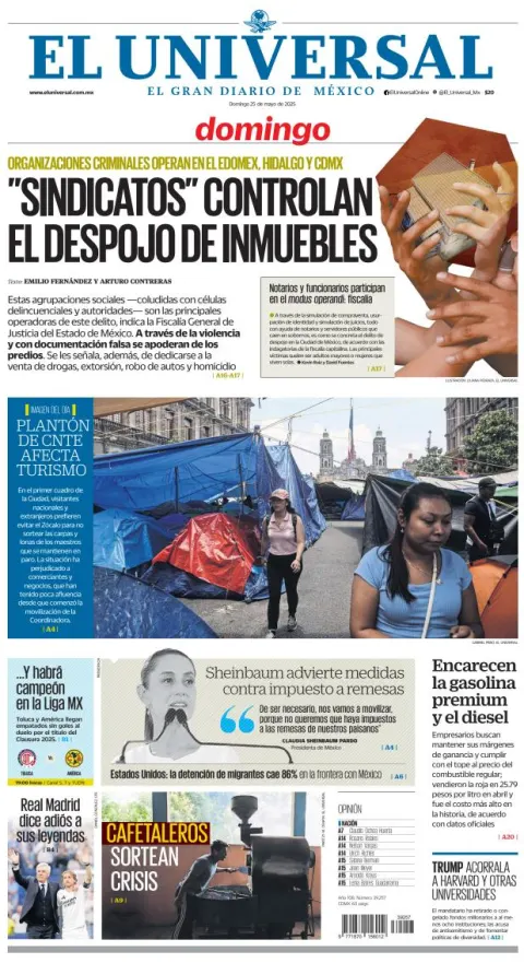 Portada de El Universal