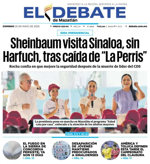 Portada de El Debate de Mazatlan