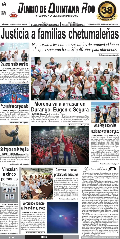 Portada de Diario de Quintana Roo (portada)