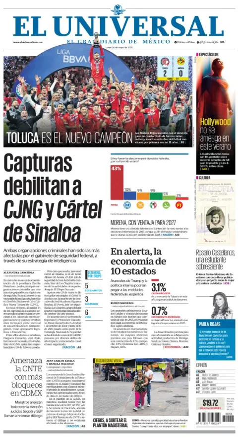 Portada de El Universal