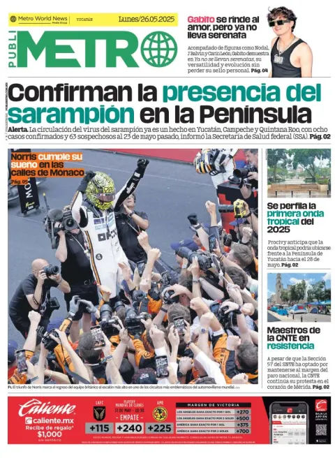 Portada de Publimetro Merida del lunes, 26 de mayo de 2025