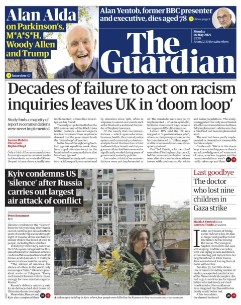 Portada de The Guardian (reino Unido)
