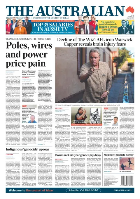 Portada de The Australian del lunes, 26 de mayo de 2025