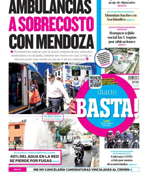 Portada de Basta del lunes, 26 de mayo de 2025