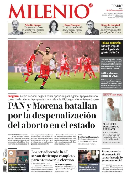 Portada de Milenio Leon del lunes, 26 de mayo de 2025