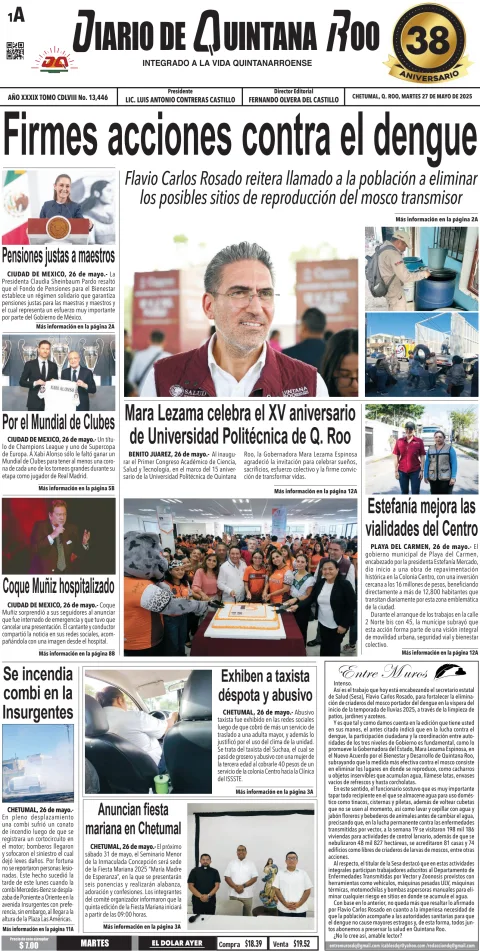 Portada de Diario de Quintana Roo (portada)
