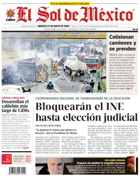 Portada de El Sol de Mexico