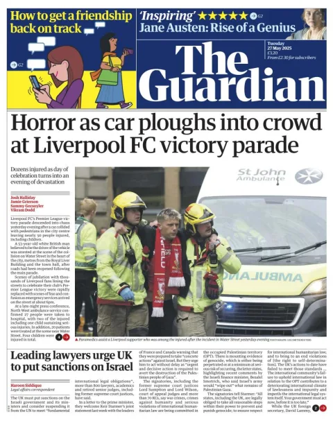 Portada de The Guardian (reino Unido)