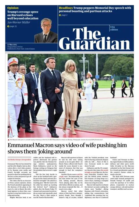 Portada de The Guardian (usa) del martes, 27 de mayo de 2025