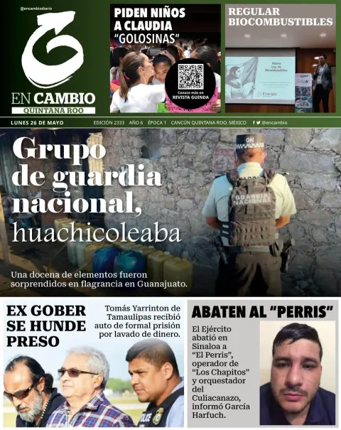 Portada de En Cambio - Quintana Roo (portada) del lunes, 26 de mayo de 2025