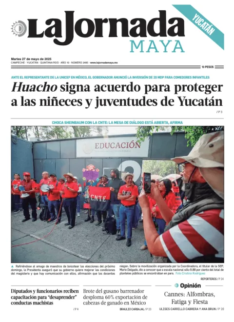 Portada de La Jornada Maya Yucatán del martes, 27 de mayo de 2025