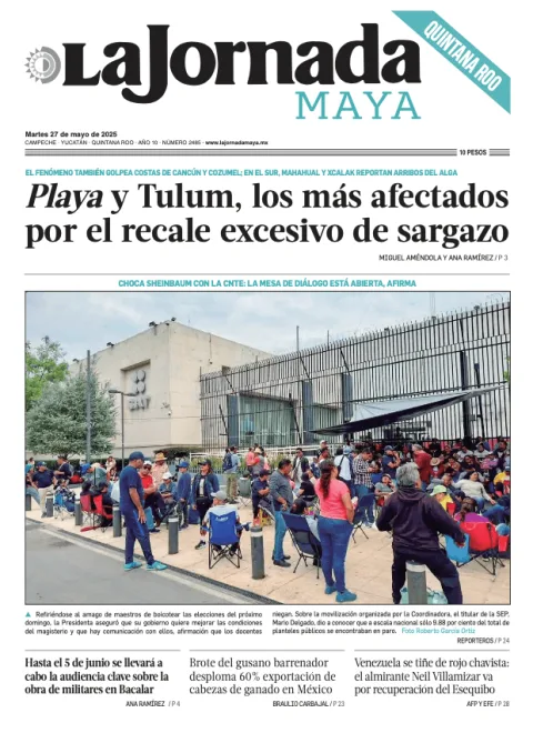 Portada de La Jornada Maya Quintana Roo del martes, 27 de mayo de 2025
