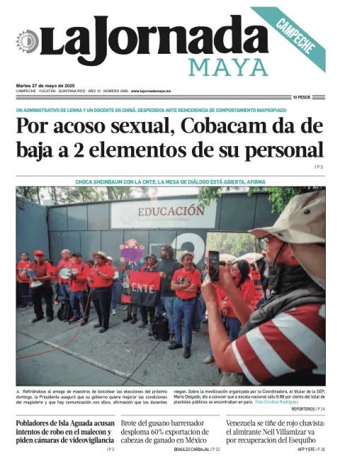 Portada de La Jornada Maya Campeche del martes, 27 de mayo de 2025