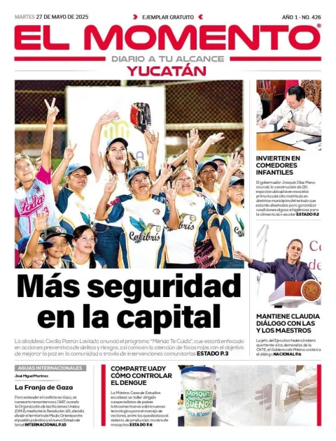 Portada de El Momento Yucatan del martes, 27 de mayo de 2025