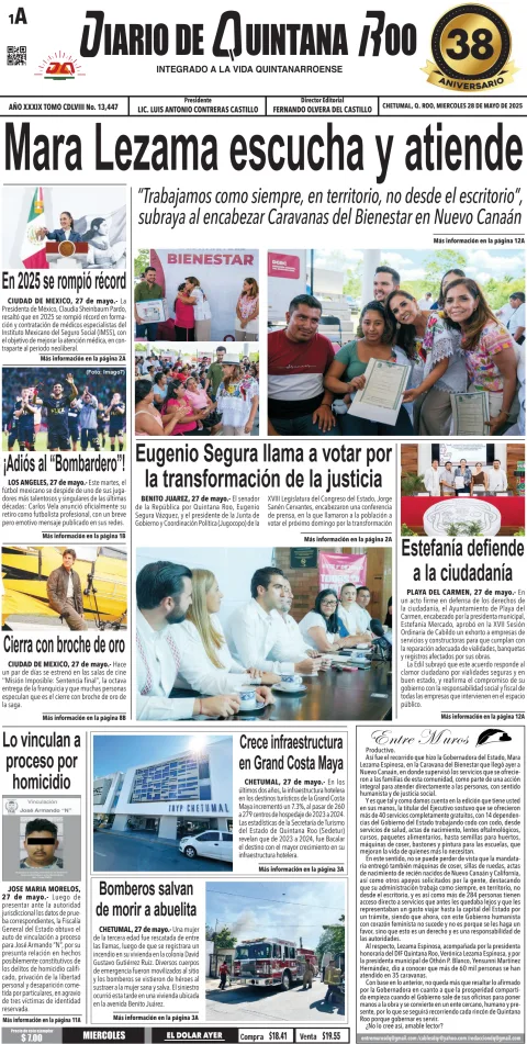 Portada de Diario de Quintana Roo (portada)