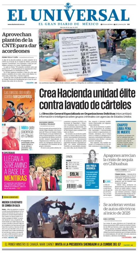 Portada de El Universal