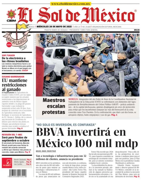 Portada de El Sol de Mexico
