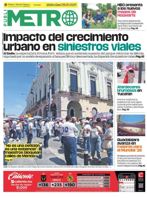 Portada de Publimetro Merida del miércoles, 28 de mayo de 2025