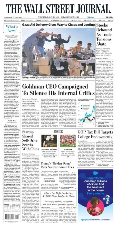Portada de The Wall Street Journal