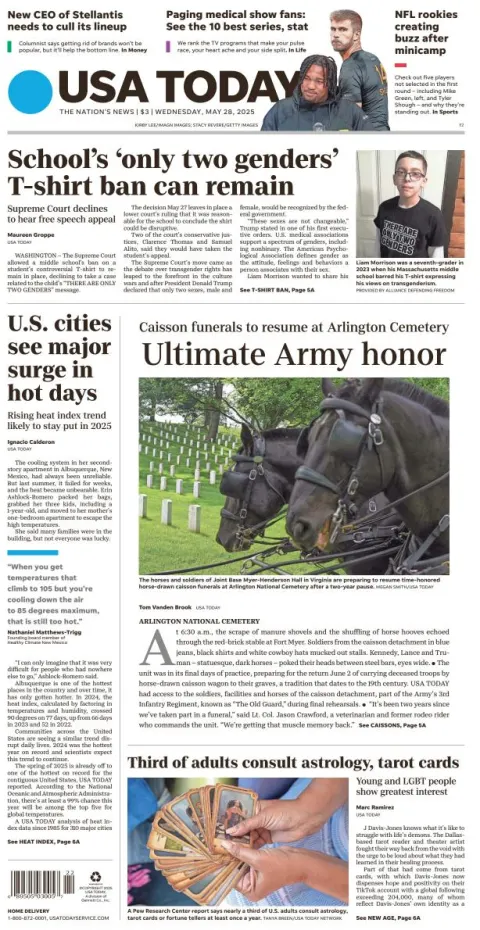 Portada de Usa Today