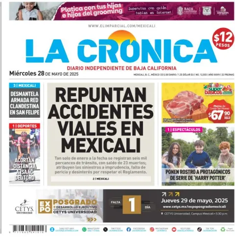 Portada de La Cronica del miércoles, 28 de mayo de 2025