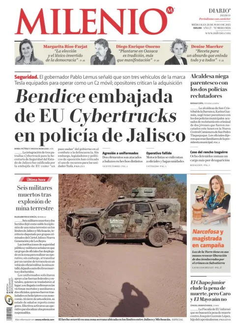 Portada de Milenio Jalisco del miércoles, 28 de mayo de 2025