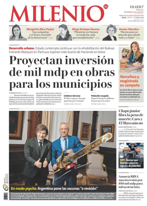 Portada de Milenio Hidalgo del miércoles, 28 de mayo de 2025