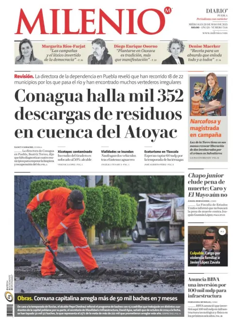 Portada de Milenio Puebla del miércoles, 28 de mayo de 2025