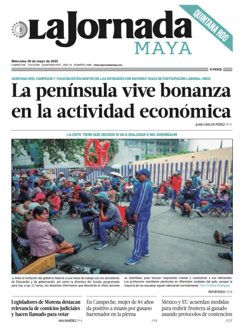 Portada de La Jornada Maya Quintana Roo del miércoles, 28 de mayo de 2025