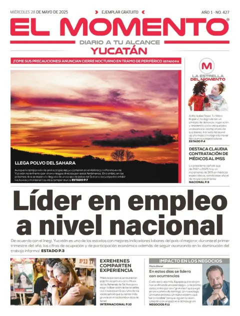 Portada de El Momento Yucatan del miércoles, 28 de mayo de 2025