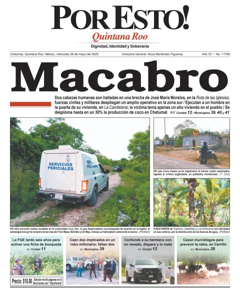 Portada de Por Esto (quintana Roo Chetumal) del miércoles, 28 de mayo de 2025
