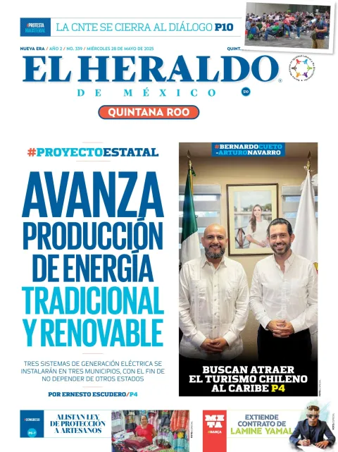 Portada de El Heraldo de Mexico - Quintana Roo del miércoles, 28 de mayo de 2025
