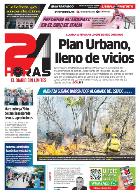 Portada de 24 Horas Quintana Roo