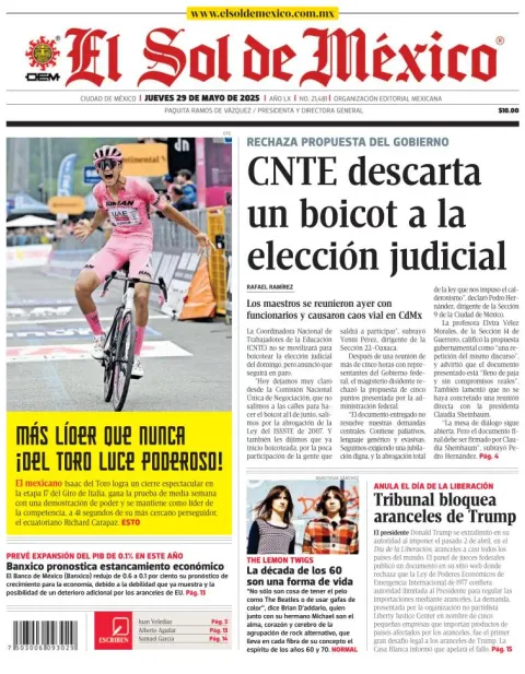 Portada de El Sol de Mexico