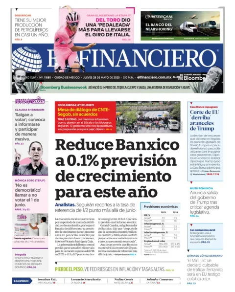 Portada de El Financiero del jueves, 29 de mayo de 2025