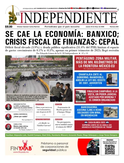 Portada de El Independiente del jueves, 29 de mayo de 2025
