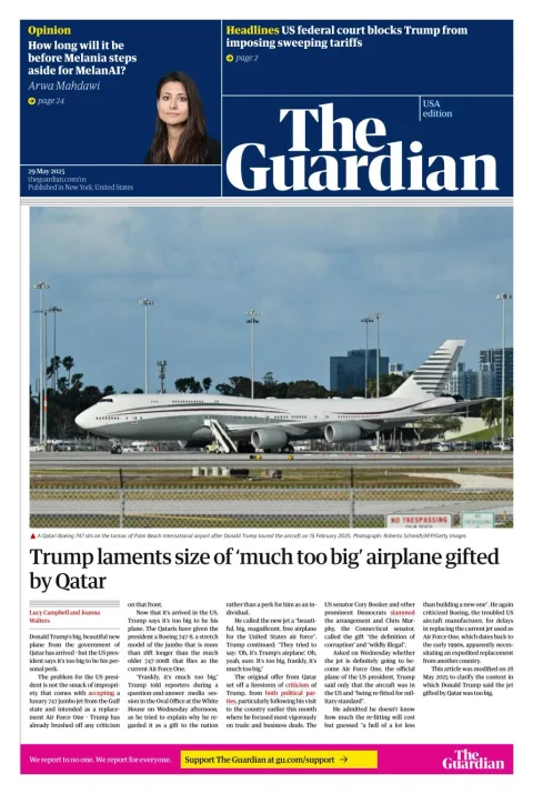 Portada de The Guardian (usa)
