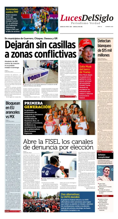 Portada de Luces del Siglo del jueves, 29 de mayo de 2025