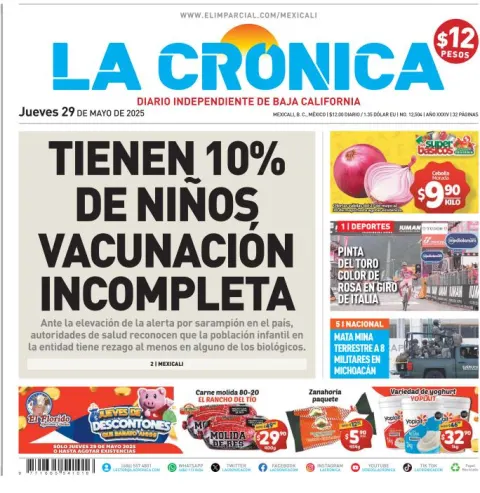 Portada de La Cronica del jueves, 29 de mayo de 2025