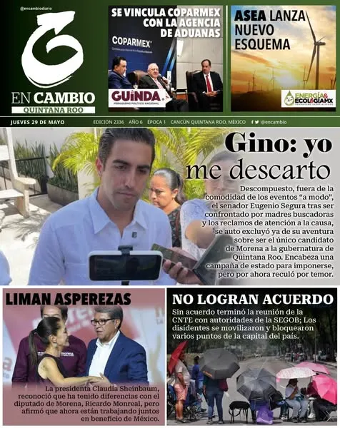 Portada de En Cambio - Quintana Roo (portada) del jueves, 29 de mayo de 2025