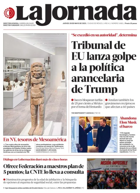 Portada de La Jornada del jueves, 29 de mayo de 2025