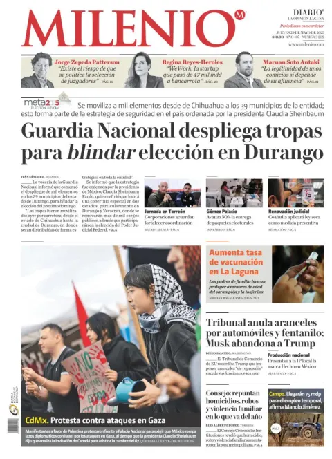 Portada de Milenio Laguna del jueves, 29 de mayo de 2025