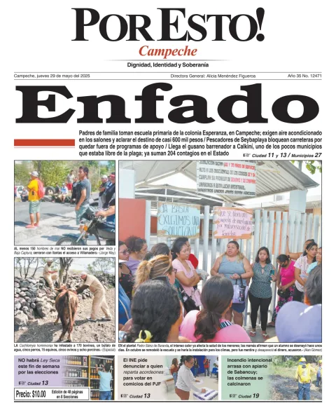 Portada de Por Esto (campeche) del jueves, 29 de mayo de 2025