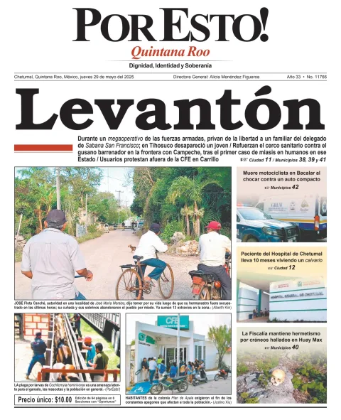 Portada de Por Esto (quintana Roo Chetumal) del jueves, 29 de mayo de 2025