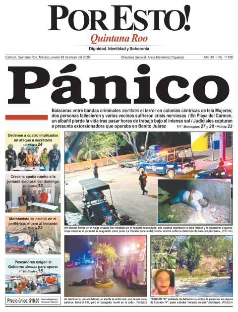 Portada de Por Esto (quintana Roo Cancun) del jueves, 29 de mayo de 2025