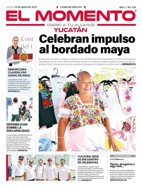Portada de El Momento Yucatan del jueves, 29 de mayo de 2025