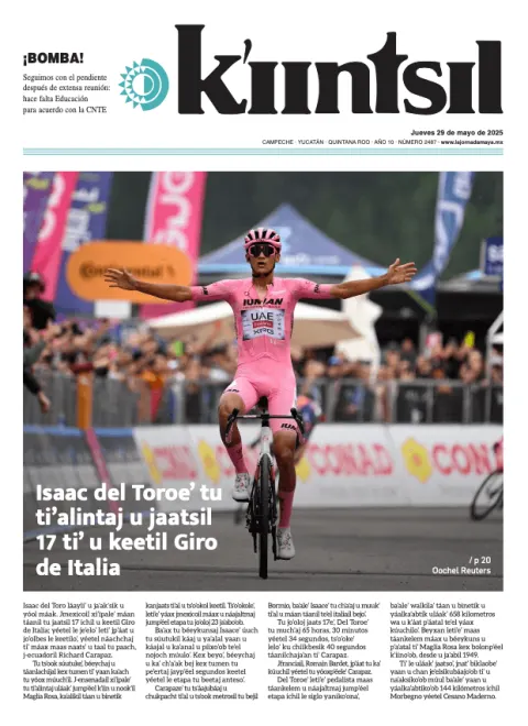 Portada de La Jornada - Kiintsil del jueves, 29 de mayo de 2025